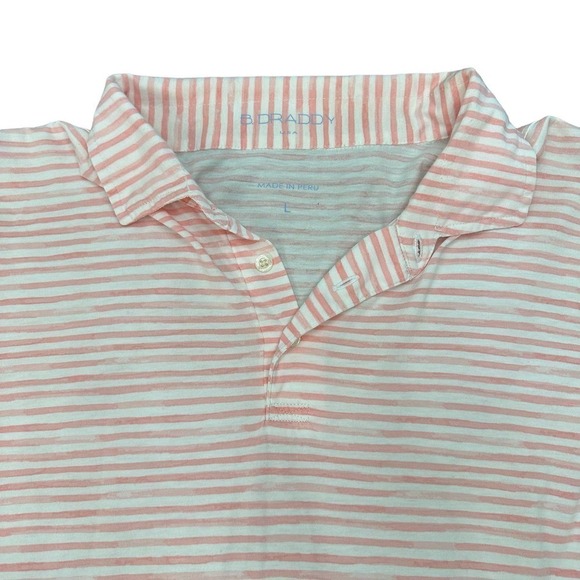 B. Draddy Golf Polo Pink + White Striped Men's Large - Picture 3 of 14